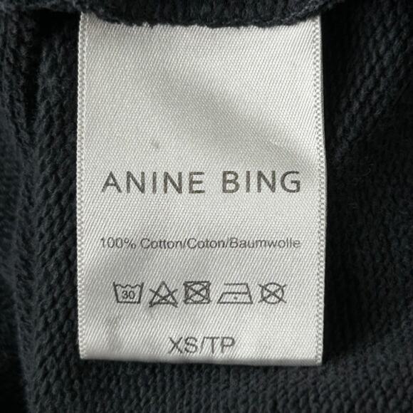 Anine Bing Washed Black Tonal Embroidered AB Sweatshirt Small - Picture 6 of 14